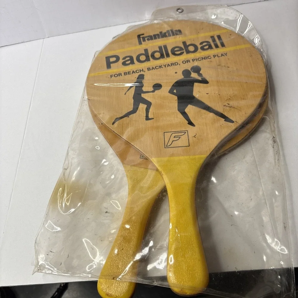 Vintage Franklin Paddle Ball Paddles Set of 2 Beach Backyard Picnic Play Wooden - Picture 7 of 8